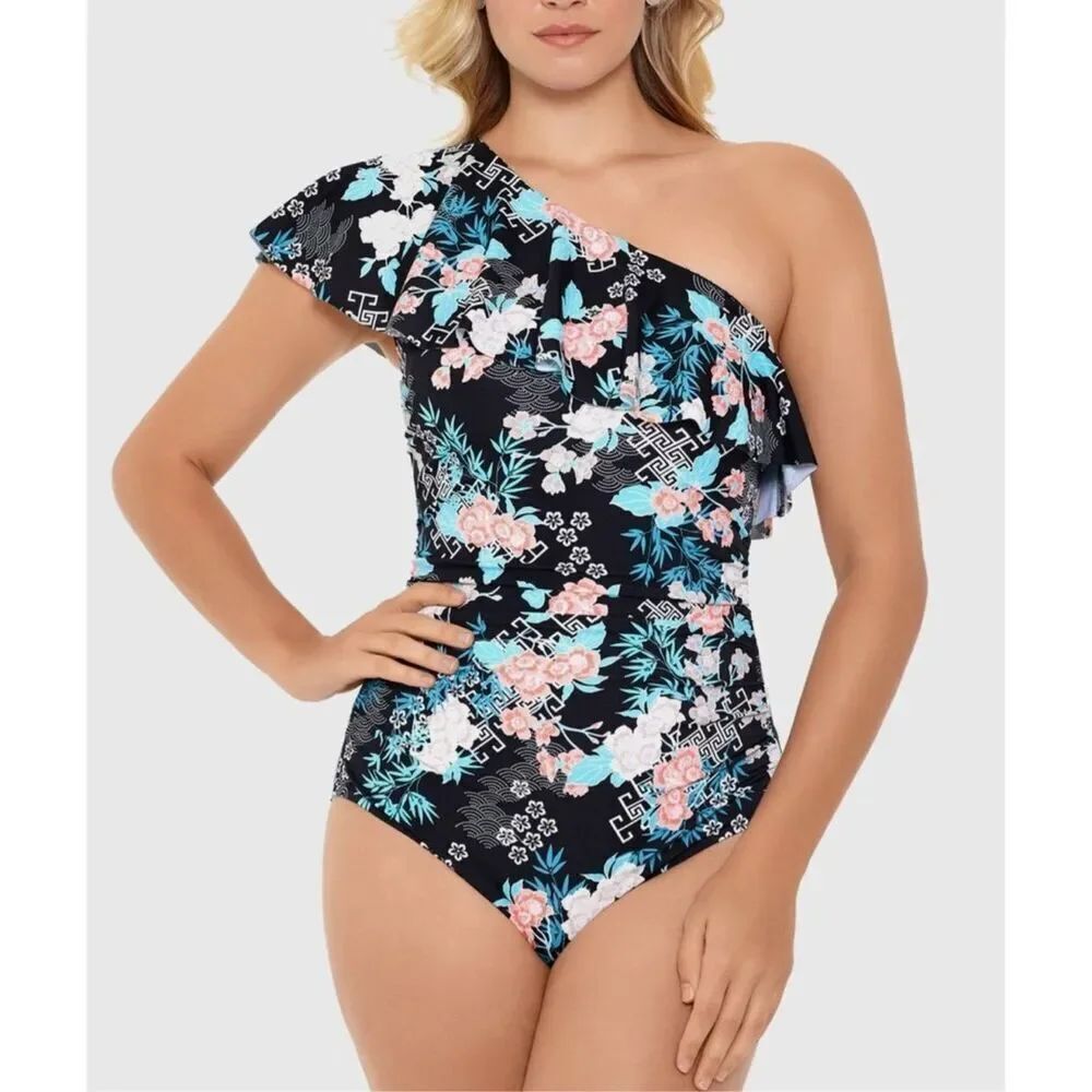 Swim Solutions NWT size 16 one piece swimsuit secret gardens